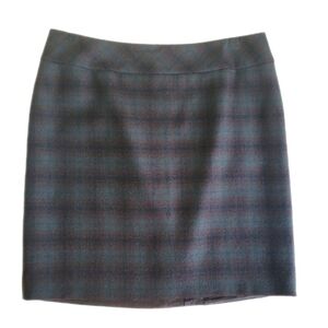 LLBean Plaid Tartan Wool Mini Skirt Fully Lined Blue Green Size 6 Preppy